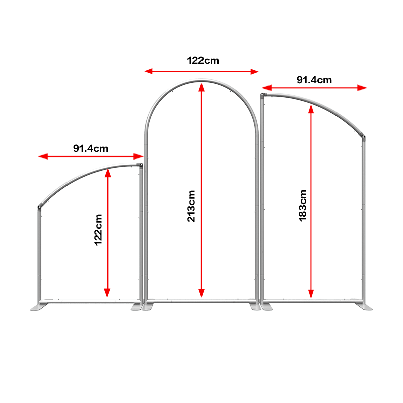 Set of 3 Silver Collapsible Sail Frames - Kids Rule Backdrops