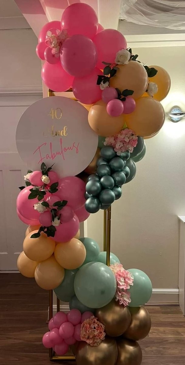 Geometric balloon/flower stands - fully collapsible and can be built in 3 different heights - Kids Rule Backdrops