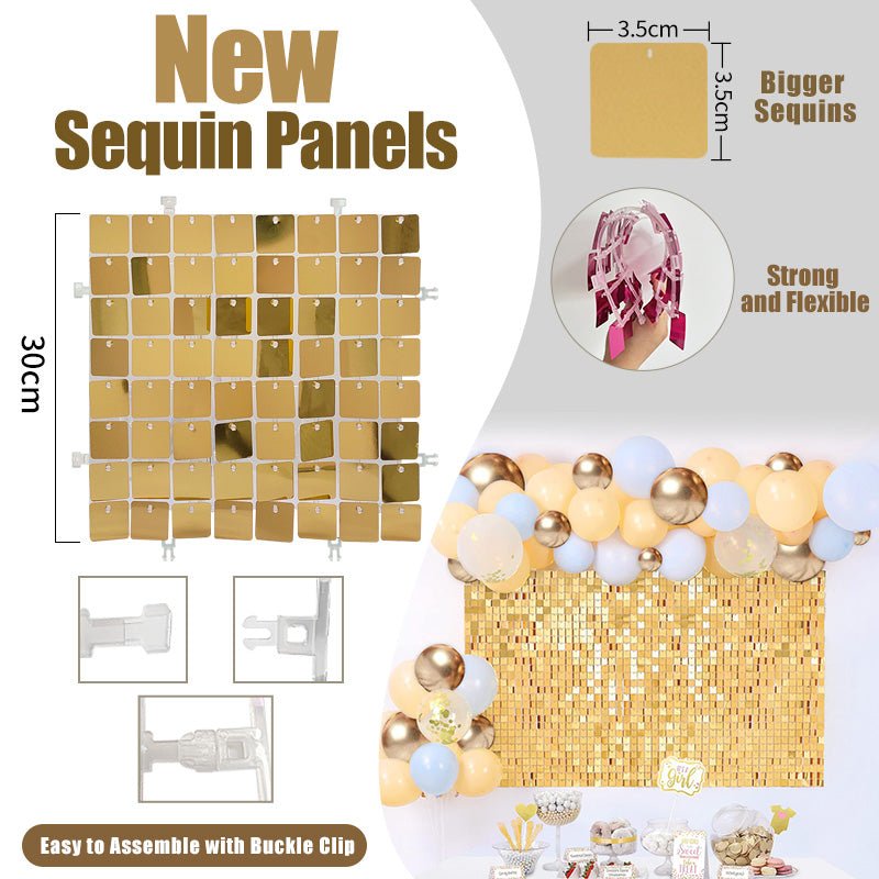 New Buckle Clip Sequin Panels (faster install!) - 30cm x 30cm - Packs of 6 - (Contact us for samples (return shipping chargeable if colour varies on different devices/screens) - Kids Rule Backdrops