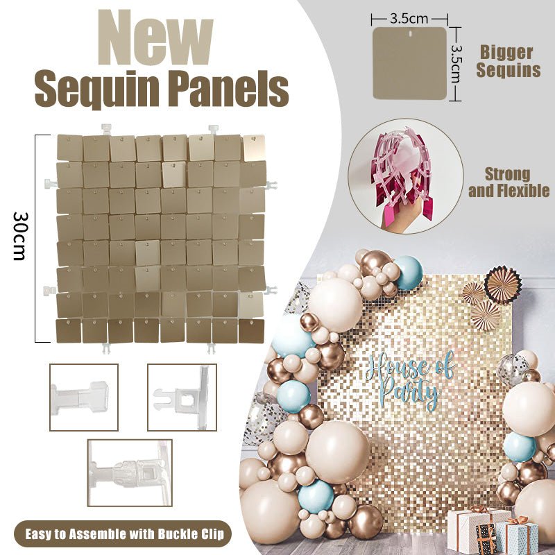 New Buckle Clip Sequin Panels (faster install!) - 30cm x 30cm - Packs of 6 - (Contact us for samples (return shipping chargeable if colour varies on different devices/screens) - Kids Rule Backdrops