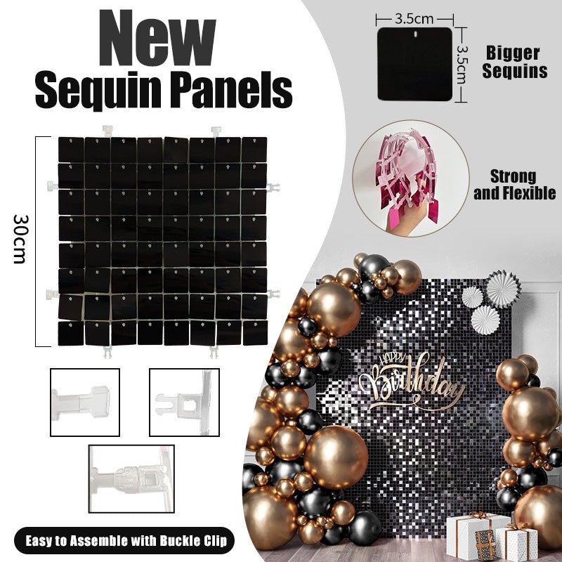 New Buckle Clip Sequin Panels (faster install!) - 30cm x 30cm - Packs of 6 - (Contact us for samples (return shipping chargeable if colour varies on different devices/screens) - Kids Rule Backdrops