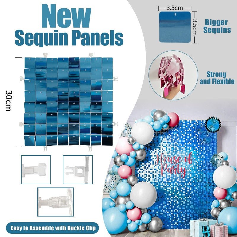 New Buckle Clip Sequin Panels (faster install!) - 30cm x 30cm - Packs of 6 - (Contact us for samples (return shipping chargeable if colour varies on different devices/screens) - Kids Rule Backdrops