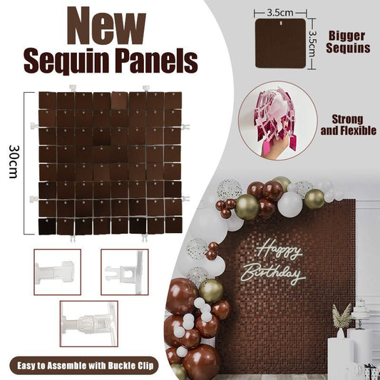 New Buckle Clip Sequin Panels (faster install!) - 30cm x 30cm - Packs of 6 - (Contact us for samples (return shipping chargeable if colour varies on different devices/screens) - Kids Rule Backdrops